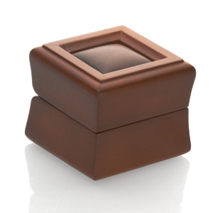 Amber Wood Single Engagement or Double Ring Wedding Set Box (Jewelry Boxes) - Product Image