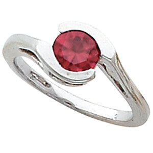 Bezel Set Bypass Ring Mounting for Round Russian CZ Solitaire Birthstone - Product Image