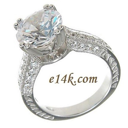 HUGE Sterling Silver 4.00cttw Fancy Antique Inspired Victorian CZ Cubic Zirconia Ring
