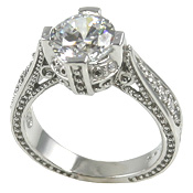 Platinum 1.5 or 2ct Fancy Antique/Victorian CZ Cubic Zirconia Ring
