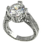 Platinum 3ct Fancy Antique/Victorian CZ Cubic Zirconia Ring Platinum 3ct Fancy Antique/Victorian CZ Cubic Zirconia Ring - Product Image