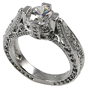 Platinum Antique/Victorian Solitaire CZ Cubic Zirconia Ring Platinum Antique/Victorian Solitaire CZ Cubic Zirconia Ring