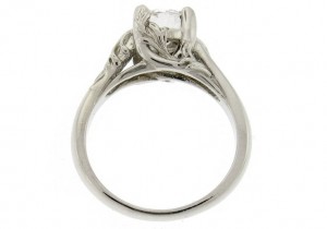 Platinum Antique/Floral CZ Cubic Zirconia Engagement Ring