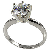 Platinum Cubic Zirconia CZ Solitaire Engagement Ring Platinum Cubic Zirconia CZ Solitaire Engagement Ring - Product Image