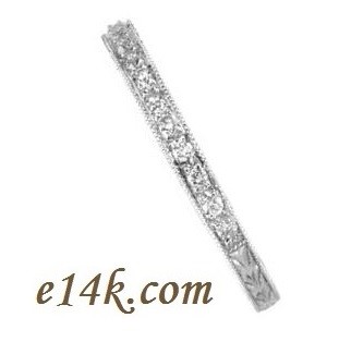 Solid 14k Gold 1ct Round Brilliant CZ Antique Style Hand Carved Engagement Ring   