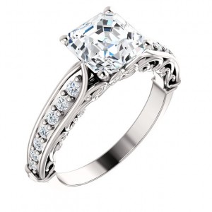 Solid 14k Gold "Any Shape Center Stone" Antique Style Engagement Ring    - Product Image