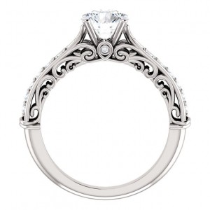Solid 14k Gold "Any Shape Center Stone" Antique Style Engagement Ring   