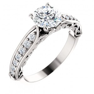 Solid 14k Gold "Any Shape Center Stone" Antique Style Engagement Ring   