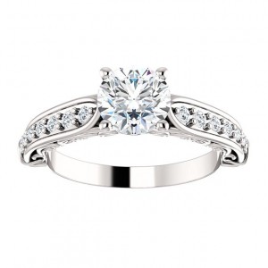 Solid 14k Gold "Any Shape Center Stone" Antique Style Engagement Ring   
