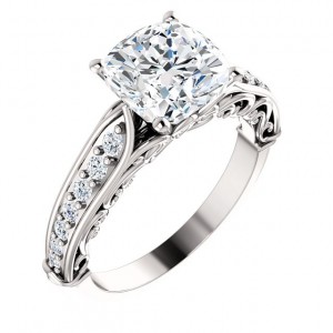 Solid 14k Gold "Any Shape Center Stone" Antique Style Engagement Ring   