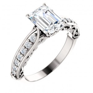 Solid 14k Gold "Any Shape Center Stone" Antique Style Engagement Ring   