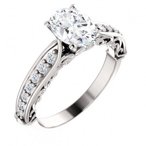 Solid 14k Gold "Any Shape Center Stone" Antique Style Engagement Ring   