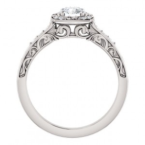 Solid 14k Gold "Any Shape Center Stone" Sculpture Inspired Antique Halo Style Engagement Ring   
