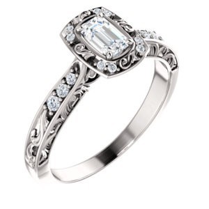 Solid 14k Gold "Any Shape Center Stone" Sculpture Inspired Antique Halo Style Engagement Ring   