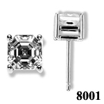 Solid 14k Gold Asscher Cut Russian CZ Cubic Zirconia Earrings - Product Image