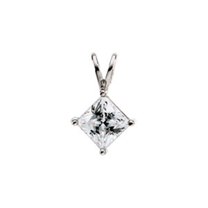 Solid 14k Gold Asscher Cut Russian CZ Cubic Zirconia Pendant Solid 14k Gold Asscher Cut Russian CZ Cubic Zirconia Pendant - Product Image