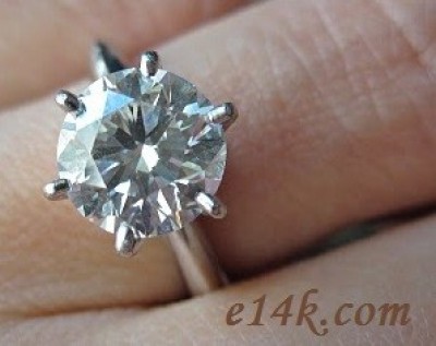 Solid 14k Gold CZ Cubic Zirconia 6 Prong Solitaire Engagement Ring