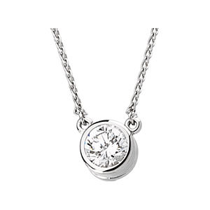 Solid 14k Gold CZ Cubic Zirconia in Bezel Slide Necklace w/ Attached Wheat Chain Necklace Solid 14k Gold CZ Cubic Zirconia in Bezel Slide Necklace w/ Attached Wheat Chain Necklace - Product Image