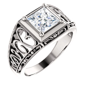 Solid 14k Gold Custom-izable CZ Cubic Zirconia Antique Deco Inspired Hearts solitaire ring