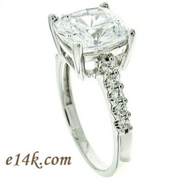 Solid .925 Sterling Silver 3.5ct Cushion Cut Basket style Engagement Ring 