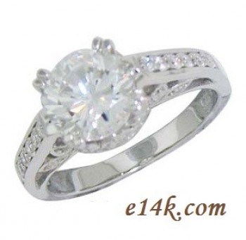 Solid .925 Sterling Silver Round Brilliant 'Bouquet' Engagement Ring 