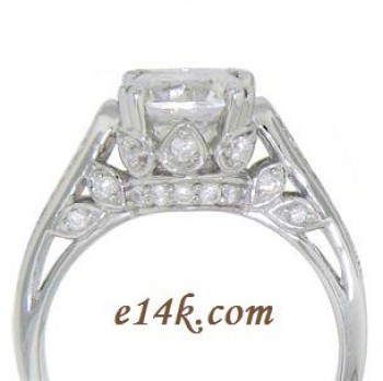 Solid .925 Sterling Silver Round Brilliant 'Bouquet' Engagement Ring 