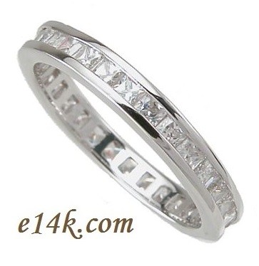 Sterling Silver 1.50 cttw Princess Cut Cubic Zirconia Channel Set CZ Eternity Band