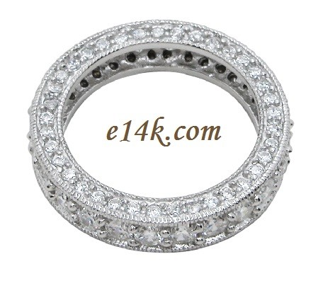 Sterling Silver 1.50 cttw Round Brilliant Cubic Zirconia Antique Style Eternity Band