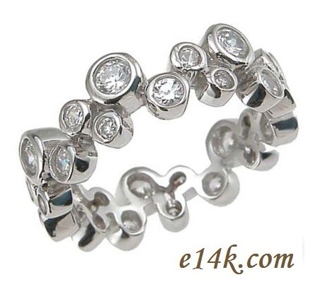 Sterling Silver 1.50 cttw Round Brilliant Cubic Zirconia Bezel Style Eternity Ring / Band