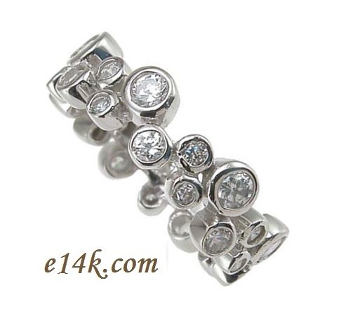 Sterling Silver 1.50 cttw Round Brilliant Cubic Zirconia Bezel Style Eternity Ring / Band