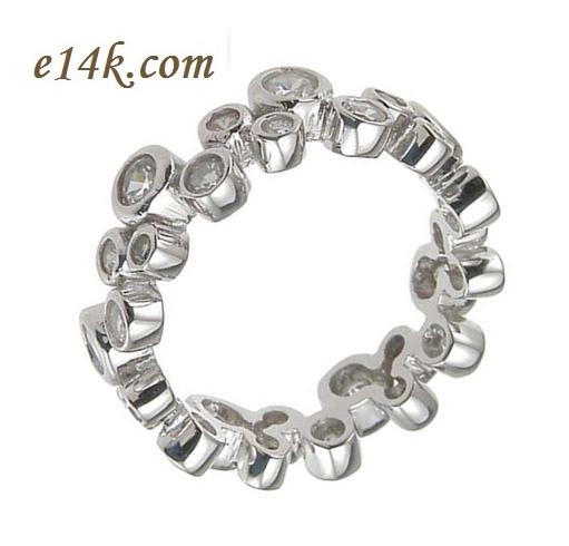 Sterling Silver 1.50 cttw Round Brilliant Cubic Zirconia Bezel Style Eternity Ring / Band