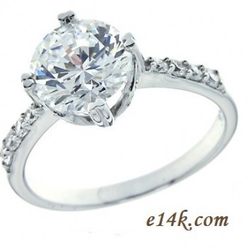 Solid .925 Sterling Silver 2.10 cttw Round Brilliant "Petals" Engagement Ring 