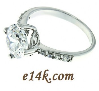 Solid .925 Sterling Silver 2.10 cttw Round Brilliant "Petals" Engagement Ring 
