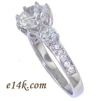 Sterling Silver 2.25cttw Round Brilliant "Lotus" Engagement Ring 