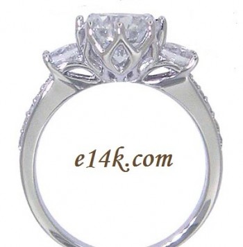 Sterling Silver 2.25cttw Round Brilliant "Lotus" Engagement Ring 