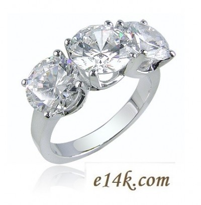 Sterling Silver 3 - 1ct Round Brilliant 3cttw CZ/Cubic Zirconia 3 Stone Anniversary Ring Sterling Silver 3 - 1ct Round Brilliant 3cttw CZ/Cubic Zirconia 3 Stone Anniversary Ring - Product Image