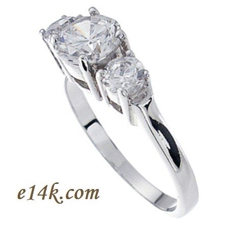 Sterling Silver 3 Stone Round Brilliant CZ Past-Present-Future Cubic Zirconia Anniversary Engagement Ring