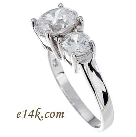 Sterling Silver 3 Stone Round Brilliant CZ Past-Present-Future Cubic Zirconia Anniversary Engagement Ring
