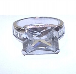 Sterling Silver 7ct Emerald Cut CZ Antique Style Right Hand Ring or Wedding Ring