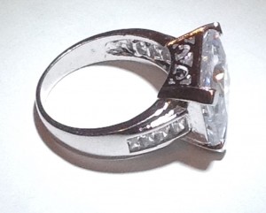 Sterling Silver 7ct Emerald Cut CZ Antique Style Right Hand Ring or Wedding Ring