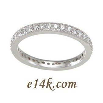 Sterling Silver Antique Cubic Zirconia Stackable Eternity Ring