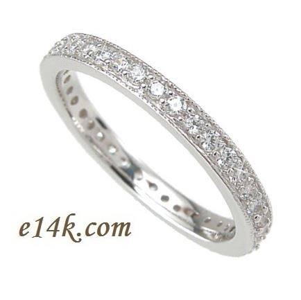 Sterling Silver Antique Cubic Zirconia Stackable Eternity Ring