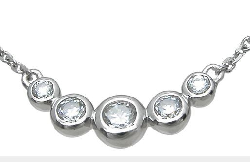 Sterling Silver Bezel Russian CZ Cubic Zirconia Journey Style Pendant w/ Chain Sterling Silver Bezel Russian CZ Cubic Zirconia Journey Style Pendant w/ Chain - Product Image