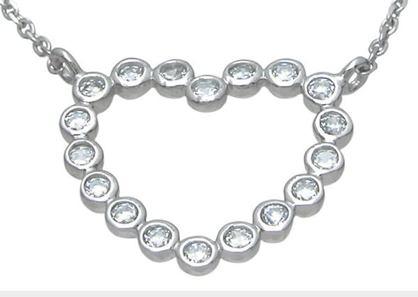 Sterling Silver Bezel Set Russian CZ Cubic Zirconia Heart Pendant w/ Chain Sterling Silver Bezel Set Russian CZ Cubic Zirconia Heart Pendant w/ Chain - Product Image