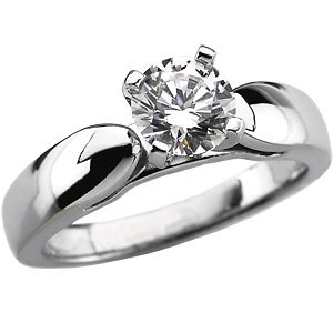 Sterling Silver Cathedral Solitaire Engagement Ring - Product Image