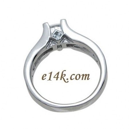 Sterling Silver Channel Set Princess Cut CZ Engagement Ring and Wedding Band Cubic Zirconia Ring