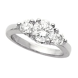 Traditional Sterling Silver Cubic Zirconia CZ 3 stone Wedding Ring 