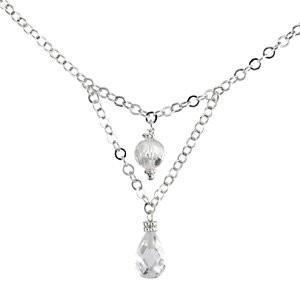 Sterling Silver Dangle Russian CZ Cubic Zirconia Necklace - 16 inch Chain Sterling Silver Dangle Russian CZ Cubic Zirconia Necklace - 16 inch Chain - Product Image