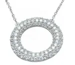 Sterling Silver Pave' Set Russian CZ Cubic Zirconia Circle Pendant w/ Chain Sterling Silver Pave' Set Russian CZ Cubic Zirconia Circle Pendant w/ Chain