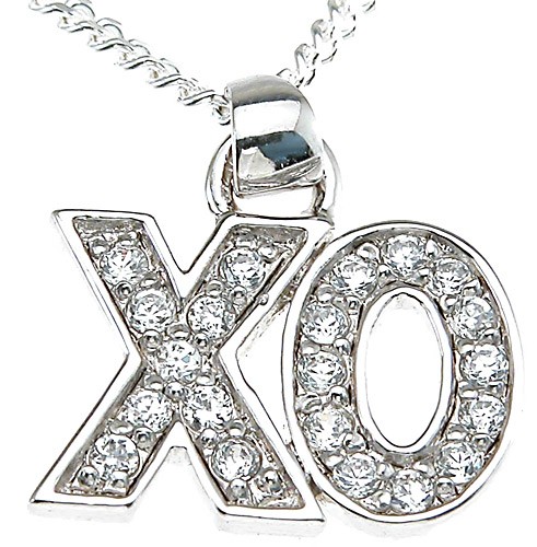 Sterling Silver Pave' Set Russian CZ Cubic Zirconia XO Pendant w/ Chain Sterling Silver Pave' Set Russian CZ Cubic Zirconia XO Pendant w/ Chain - Product Image